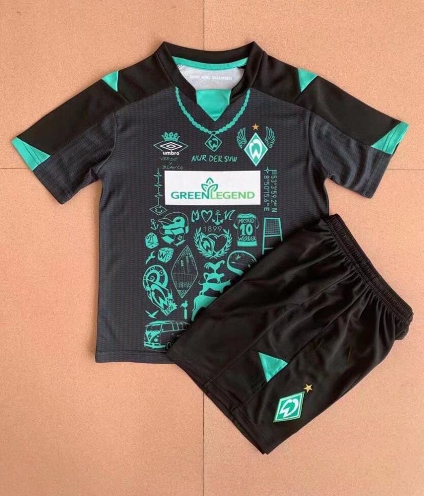 Kids-Werder Bremen 22/23 Special Black/Green Soccer Jersey